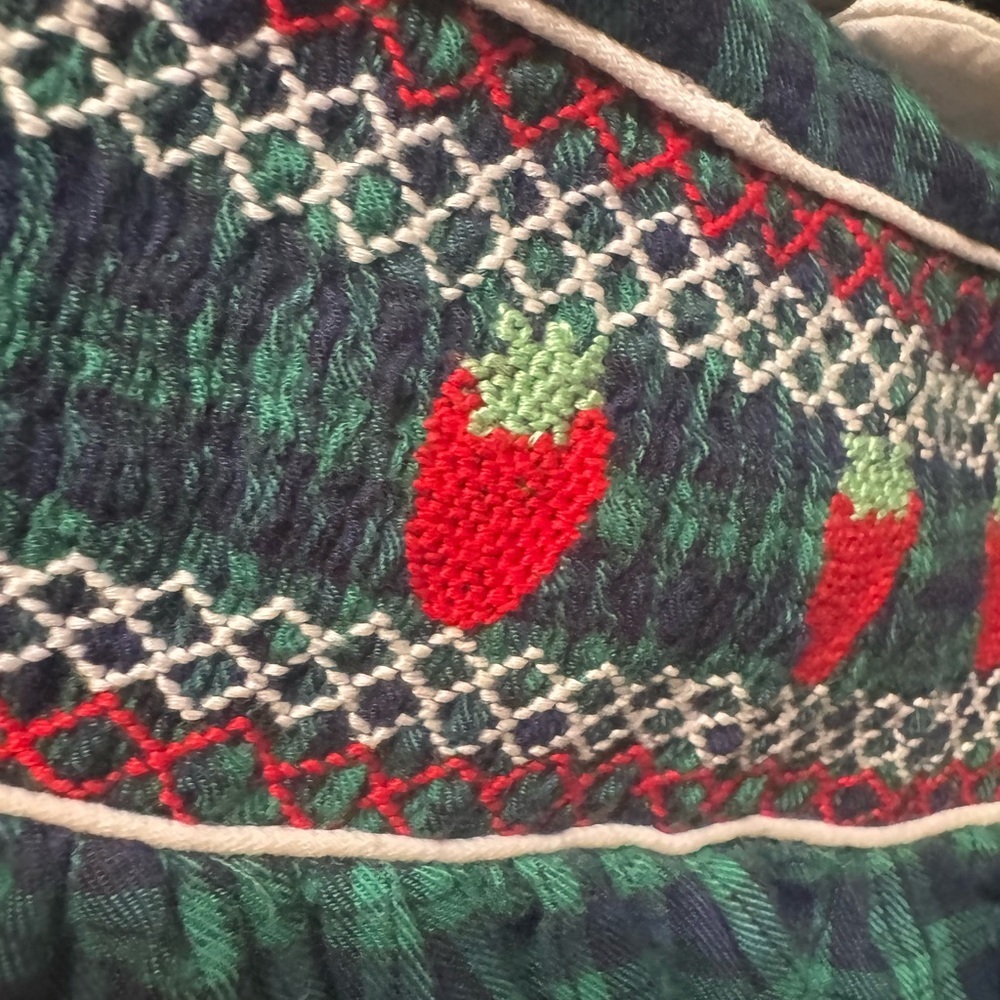 Freitag Green Plaid Dress with Strawberries - Picture 5 of 7